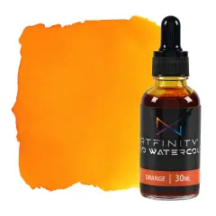 Artfinity Liquid Watercolor Paint 30 ml Bottle, Orange - Vibrant Dye-Based Liquid Watercolor w/ Glass Pipette, Fast-Drying, Fine Art Paint for Calligraphy, Airbrushing & Traditional Art