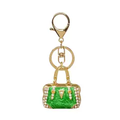 Wrapables Stylish Crystal Rhinestone Handbag Shaped Purse Charm Keychain, Green
