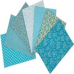 7PCS Cotton Fabric Squares - 50 x 50 cm (Mint Blue)
