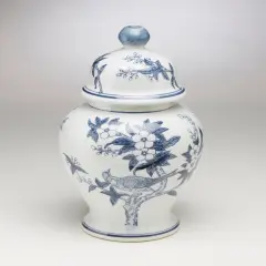 AA Importing 59836 Blue And White Ginger Jar With Lid