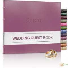 Gallery Leather Guest Book Wedding, Party, Special Events, add Polaroid Photos, 192 Lined Pages, Bonded Leather, Hardcover 7" x 9" Camden Orchid