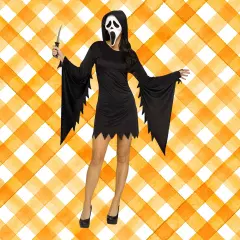 Adult Medium Large Ghost Face Glamour Hooded Mini Dress Costume Perfect for Halloween Parties