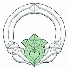 10" x 10-3/8" Colored Exquisite Glass Irish Claddagh Bevel Cluster COEC820