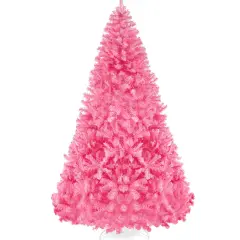 Best Choice Products Artificial Pink Christmas Full Tree Festive Holiday Decoration w/ Stand