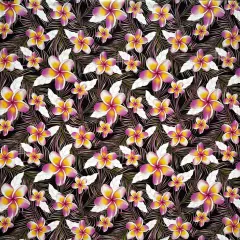 1 Yard Plumeria & Tropical Leaves Print Rayon Poplin Fabric 36in L x 45in W Light Pink/Lilac