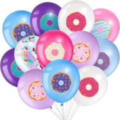 36 Pieces Donut Theme Balloons, 12 Inch, Latex, 8 Styles, Sufficient for Birthday Party Decorations