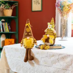 Large Bumble Bee Gnomes Plush - Handmade Honey Bee Swedish Dwarf Doll Spring Home Decor, Farmhouse Kitchen Party Ornaments World Bee Day Decorations Gifts