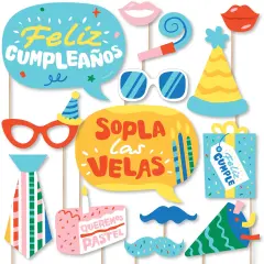 Big Dot of Happiness Feliz Cumpleanos - Happy Birthday Party Photo Booth Props Kit - 20 Count