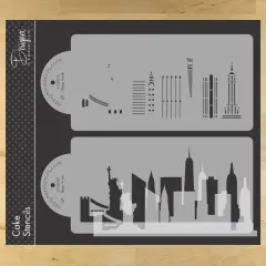New York City Detailed Skyline Cake Stencil Side | C1000 by Designer Stencils | Cake Decorating Tools |