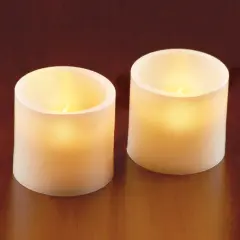 Collections Etc LED Flat Top Pillar Candles - Set of 2