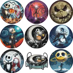 8 Pcs Halloween Diamond Painting Coasters Kits