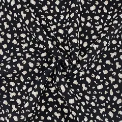1 Yard Rayon Crinkle Fabric Black Taupe Wide Lightweight Apparel Material 50/52 Inches Width