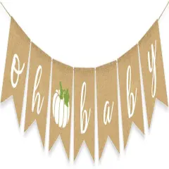 White Pumpkin Baby Shower Fall Banner Gender Neutral Autumn