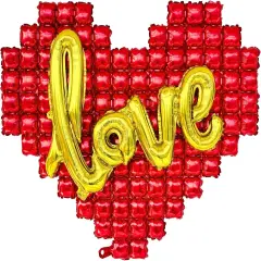 55 Inch -Heart Balloons and Love Balloons, Foil Balloon Set with Gold Love