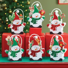 Collections Etc Adorable Sequin Snowman Treat Bags - Set of 6