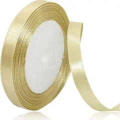 Champagne Gold Silk Ribbon - 3/8 Inch x 25 Yards