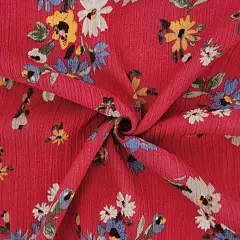 1 Yard Rayon Crinkle Crepon Fabric Teaberry , 50/52&rdquo; Wide Lightweight Woven Apparel Material