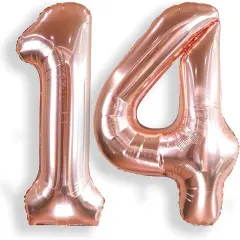 40 Inch Large 14 Balloon Numbers Rose Gold Big Foil Number Balloons