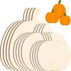 (12 Pieces) -Wooden Pumpkin Cutout Unfinished Multiple Styles Wood