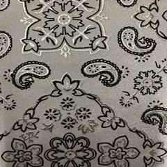 1 Yard Stretch Nylon Spandex Fabric with Bandana Design Foil for Dancewear Swimwear 60" Width White Silver