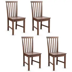 Costway 4 PCS Dining Chair Kitchen Spindle Back Side Chair with Solid Wooden Leg