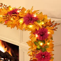 Fall Garland - 5.9 FT Leaves With Lights