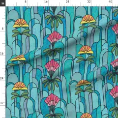 Various Fabrics by the Yard or Fat Quarter Bold Floral Abstract Geometric Stained Glass Blue Green Pink Yellow Flowers Custom Printed Fabric by Spoonflower