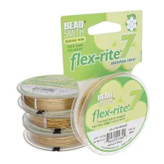 The Beadsmith Flex-Rite 7 Strand Nylon Coated, Stainless-Steel Beading Wire, Jewelry Making Supply (.018 Dia, Gold - 30 Ft)