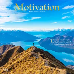 Motivation | 2026 12 x 24 Inch (Hanging) Monthly Square Wall Calendar | Foil Stamped Cover | Plastic-Free