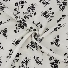 1 Yard Off White Black Rayon Dobby Dot Fabric Lightweight Jacquard Material for Blouses 53/54" Wide