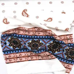 1 Yard Soft Rayon Poplin Print Fabric Off White And Blue For Fashion Projects 54/55 Inches Width