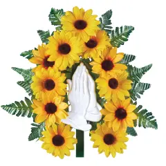 Collections Etc Artificial Sunflower Praying Hands Memorial Bush Stake