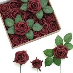 Artificial Flowers Burgundy Rose Buds and Small Roses Bouquets
