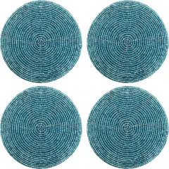 Handmade Beaded Bar Drink Tabletop Protection Coasters - Set of 4