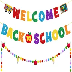 Glittery Welcome Back to School Banner Set Back to School