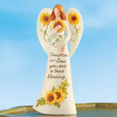 Collections Etc Hand-Painted Inspirational Sunflower Decorative Angel