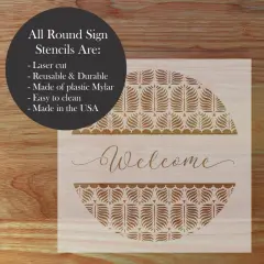 Palm Fronds Welcome Round Sign Stencil | Sign Stencil | DIY Sign Stencil | Round Stencil | Designer Stencils|