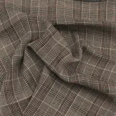 1 Yard Taupe Black Rayon Yarn Dyed Plaid Fabric, 50/51" Wide, Lightweight Apparel Material