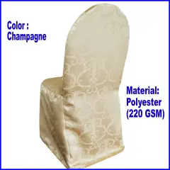 1 Piece Champagne Versailles Damask Jacquard Polyester Banquet Chair Cover