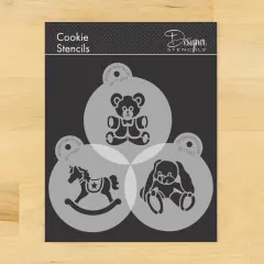Teddy Bear, Rocking Horse and Bunny Cookie Set | C782 by Designer Stencils | Cookie Decorating Tools |