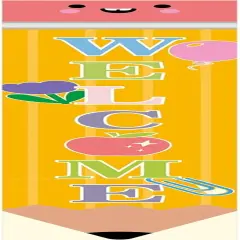 Pencil Welcome Banner Pencils Vertical Back To School Backdrop Sign,7.87 x 39.37 Inch