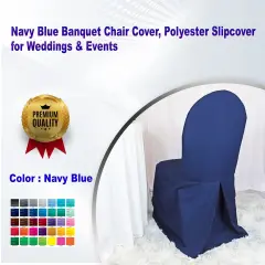 Navy Blue Banquet Chair Cover, Polyester Slipcover for Weddings & Events