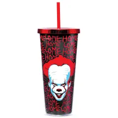 Collections Etc It Clown Double-Wall Insulated Foil Cup with Straw