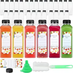 33pcs 16oz Plastic Bottles with Caps, Premium Juice Containers with Lids