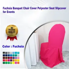 Fuchsia Banquet Chair Cover Polyester Seat Slipcover for Events
