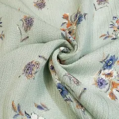 1 Yard Sky Rayon Crinkle Fabric Lightweight 50/52 Inch Width