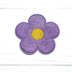 Flower embroidered patch Lavender