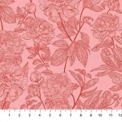 Pink Peonies Indelible by Anna Maria for Northcott Cotton 44"/45" Fabric Per Yard