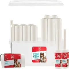IRIS USA Extra Sticky Lint Roller, Value Pack Comes with Storage Box, Standard and T-Handle Roller, Refills, 90 Sheets/Roll, 1260 Sheets Total