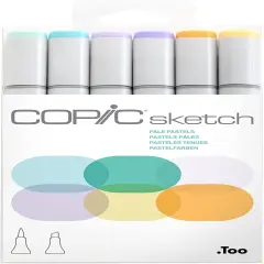 6 Color Dual Tip Art Marker Set - Pale Pastels